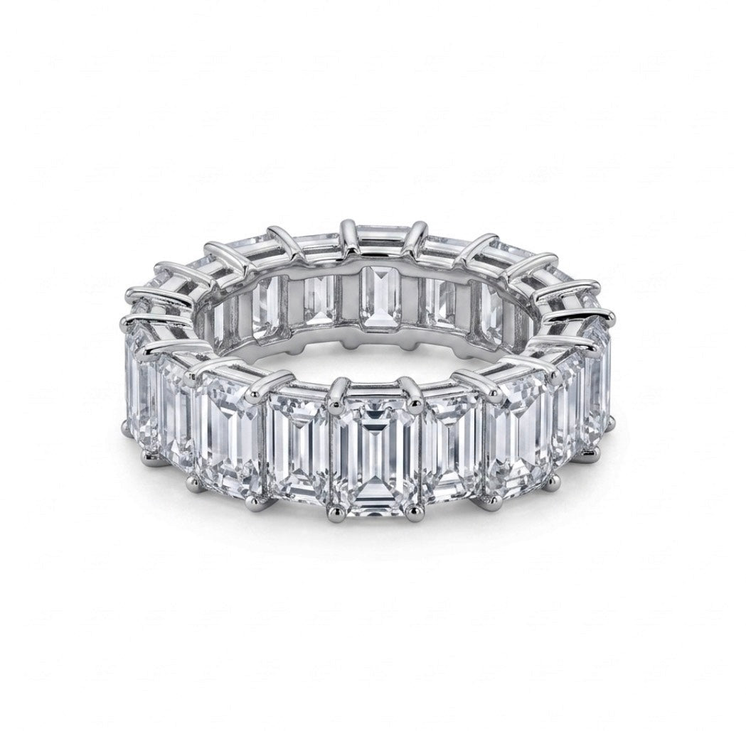 Sterling Silver Baguette-cut Eternity Ladies Band