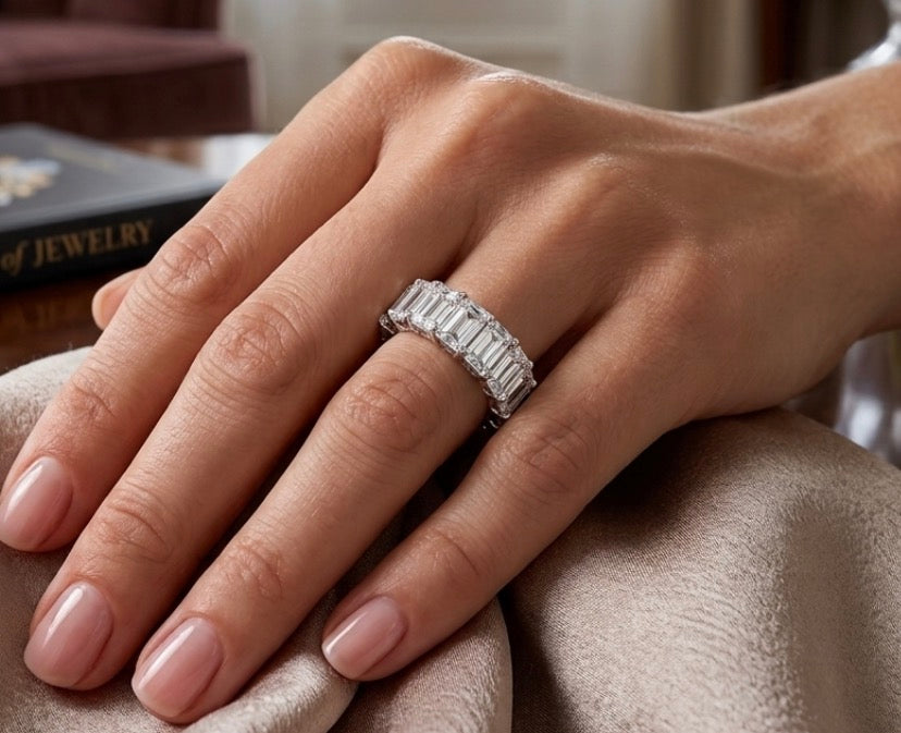 Sterling Silver Baguette-cut Eternity Ladies Band