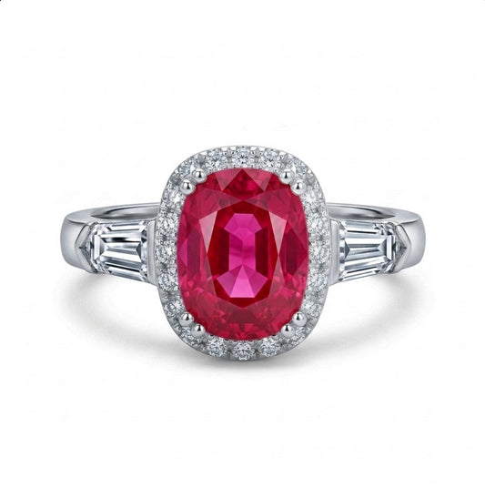 Sterling Silver Oval-cut Ruby Cubic Zirconia Ring