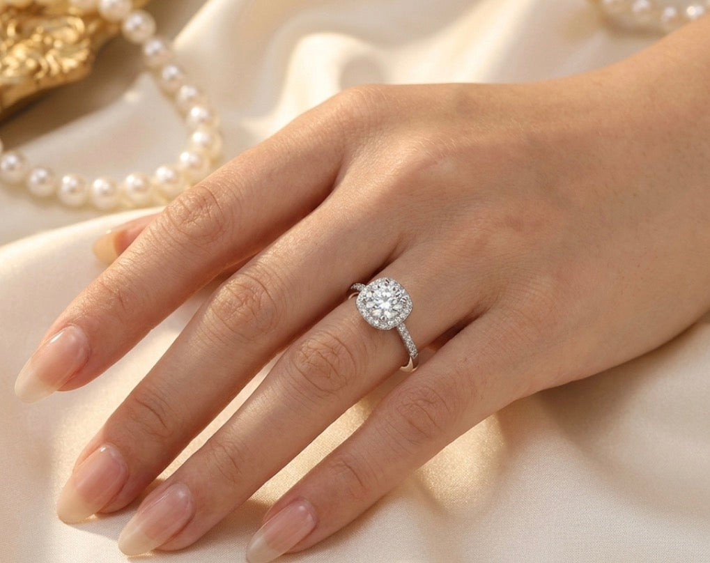 Sterling Silver Halo Accent Ring
