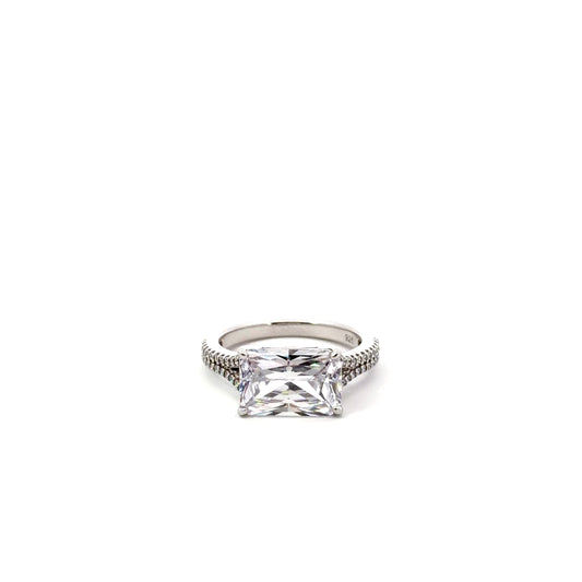 Sterling Silver Radiant Emerald Cut Ring