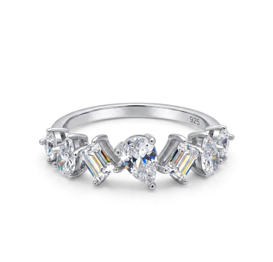 Sterling Silver Multi-Cut Ladies Band
