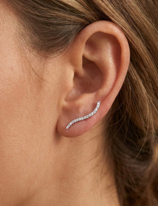 Sterling Silver S-Curve Ear Climber Earring