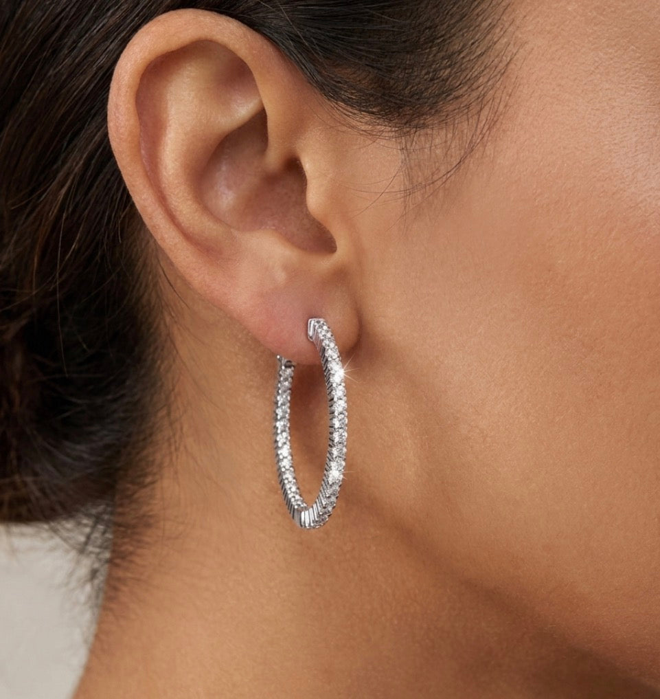 Inside-Out Oval Shape 1.20-inch 1.92 ct. Hoop Earrings
