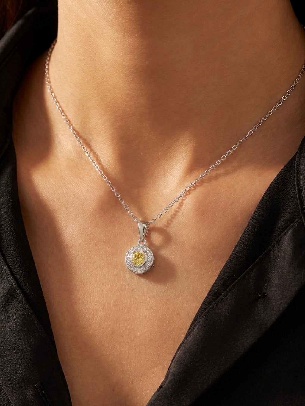 Sterling Silver Yellow Topaz Necklace