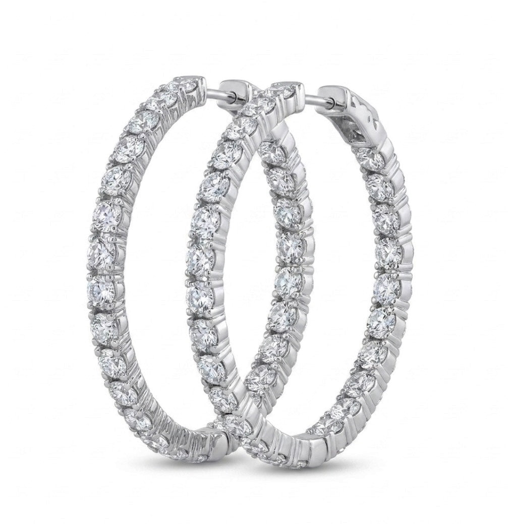 Inside-Out Round Shape 1.30-inch 4.06 ct. Hoop Earrings