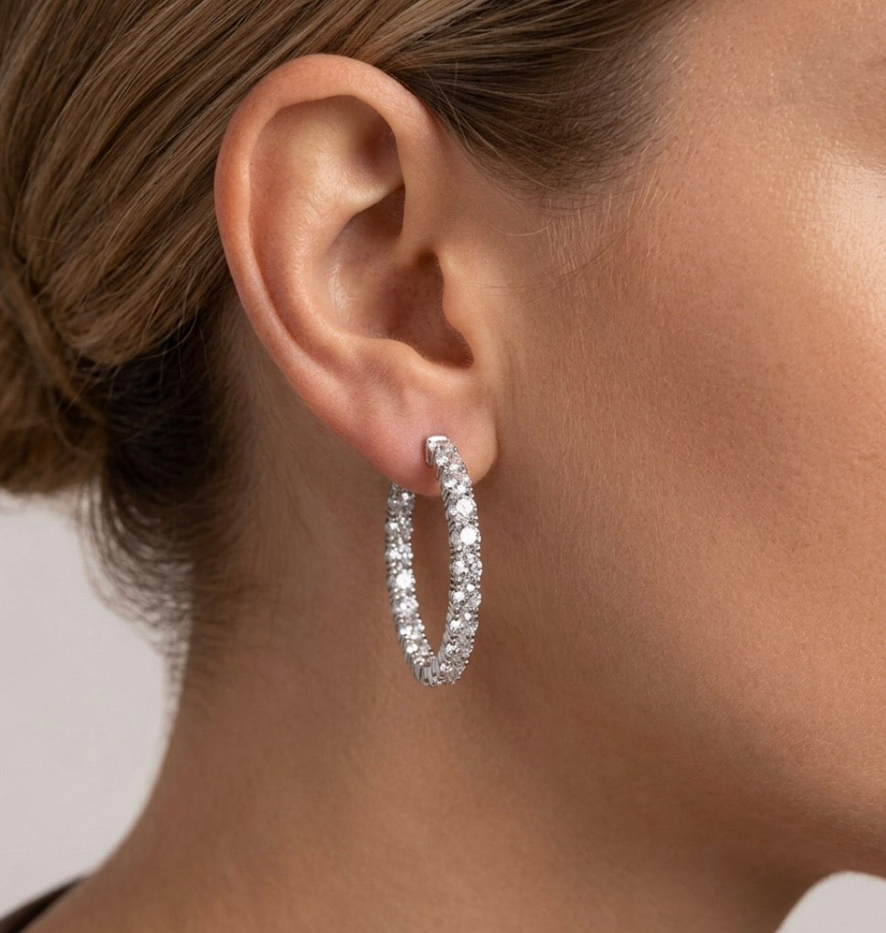 Inside-Out Round Shape 1.62-inch 12.60 ct. Hoop Earrings