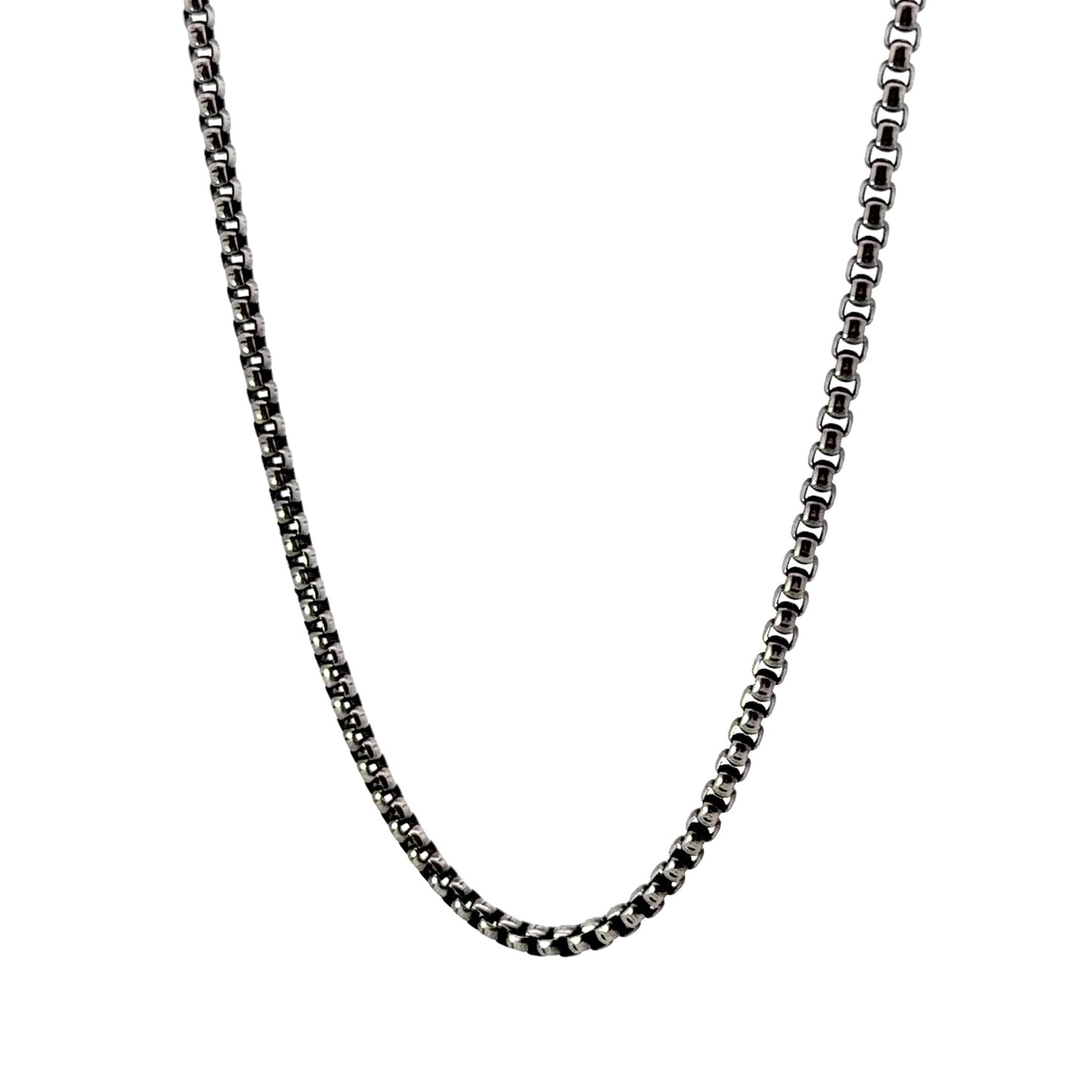 Men's Polished Stainless Steel Round Box Chain Necklace
