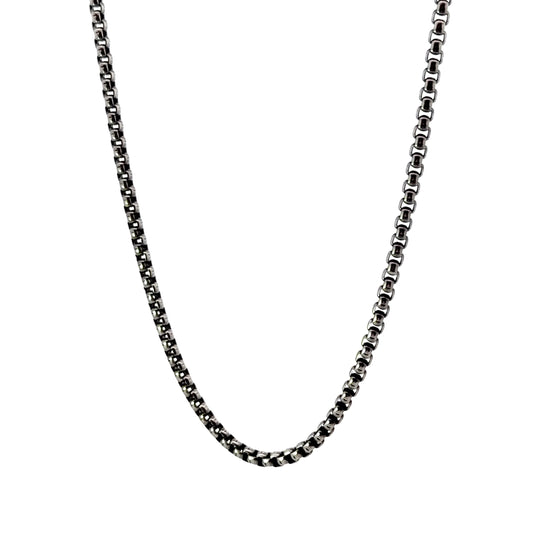 Men's Polished Stainless Steel Round Box Chain Necklace