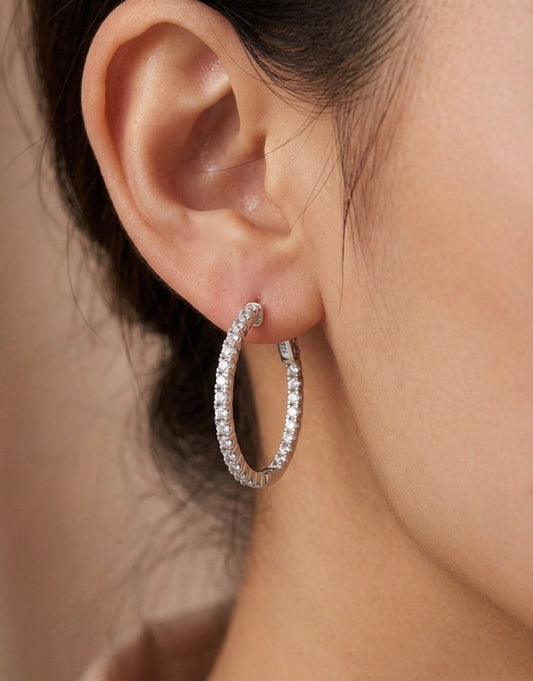 Inside-Out Round Shape  0.95-inch 1.00 ct .Hoop Earrings