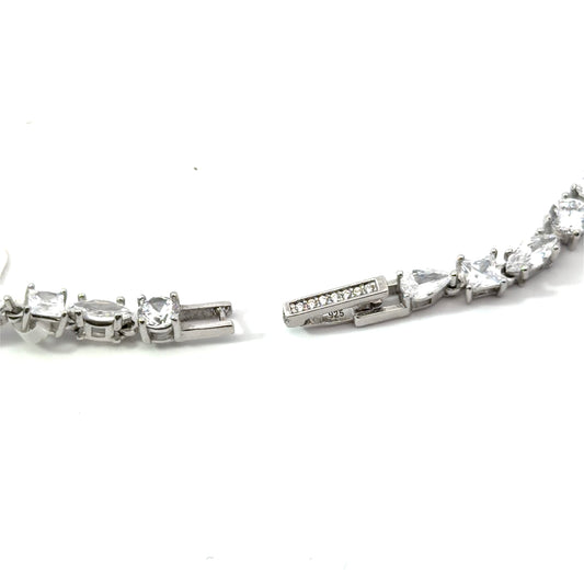 Sterling Silver Muti Cut 18 Inch Cubic Zirconia Necklace