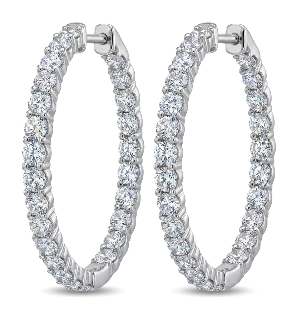 Inside-Out Round Shape 1.30-inch 5.00 ct.Hoop Earrings