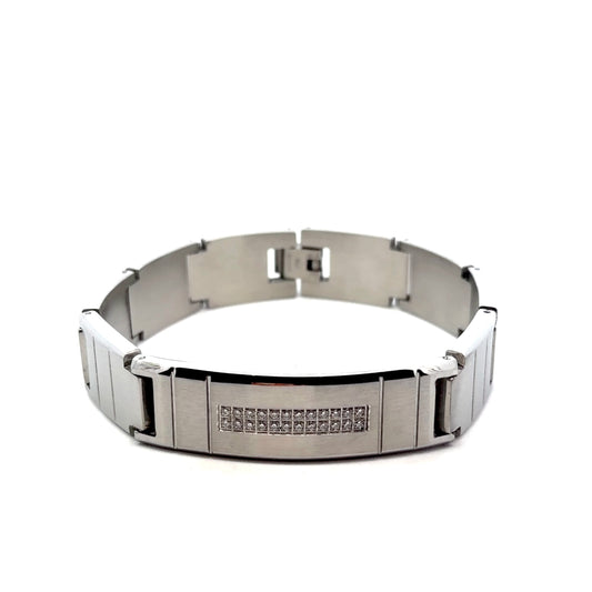 Stainless Steel Fancy Bracelet with Micro Pave setting Cubic Zirconia