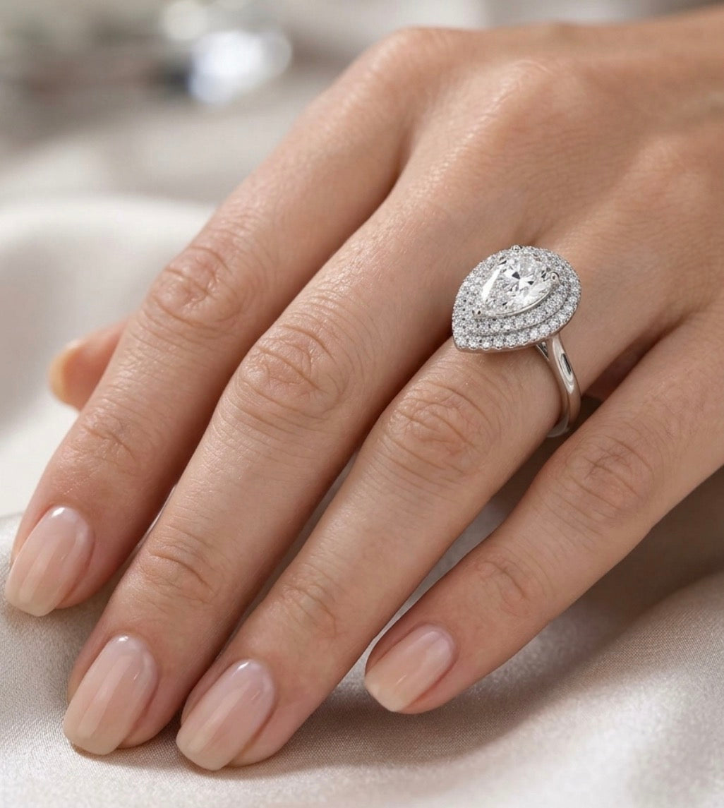 Sterling Silver Teardrop-cut Cocktail  Ring