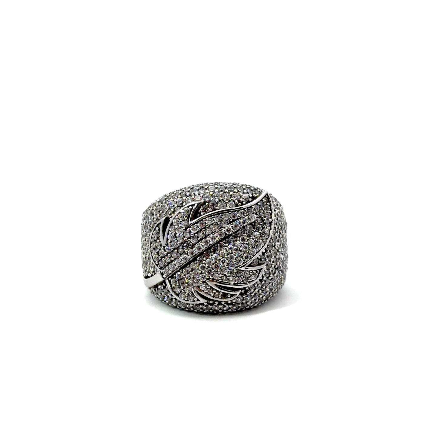 Sterling Silver Feather Design Cocktail Ring