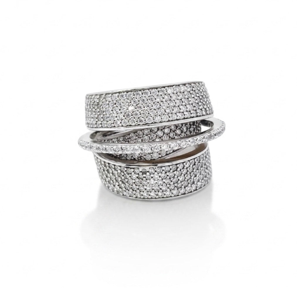 Sterling Silver Multi Layer Cocktail Ring