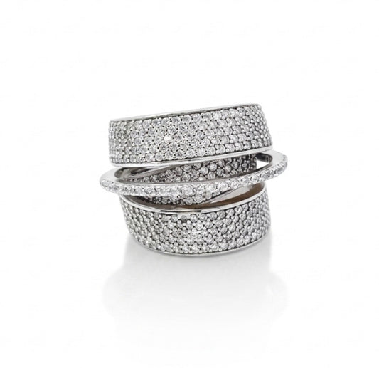 Sterling Silver Multi Layer Cocktail Ring