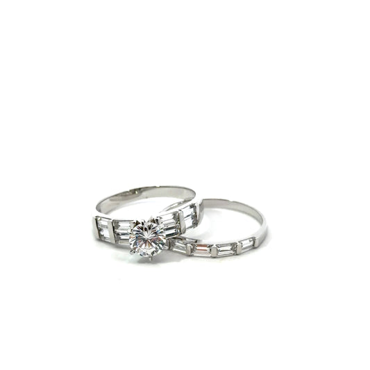 Sterling Silver Wedding Band Set
