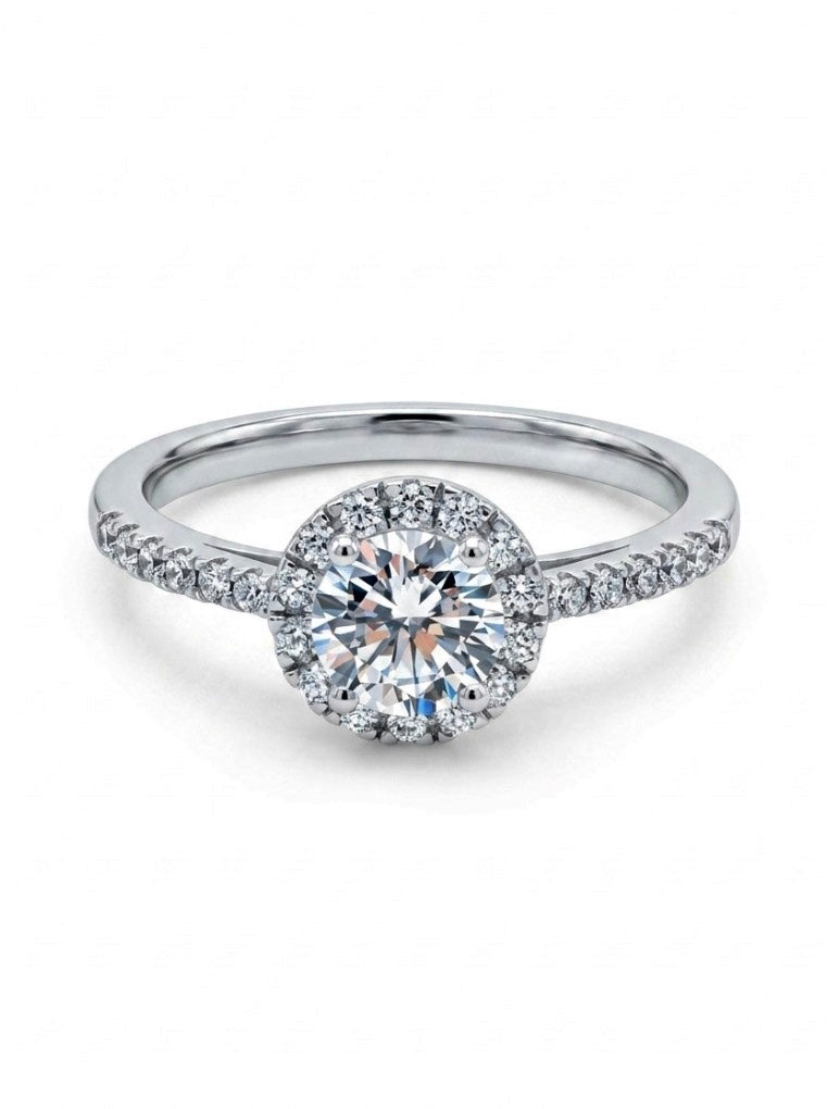 Sterling Silver Round Cubic Zirconia Halo Ring
