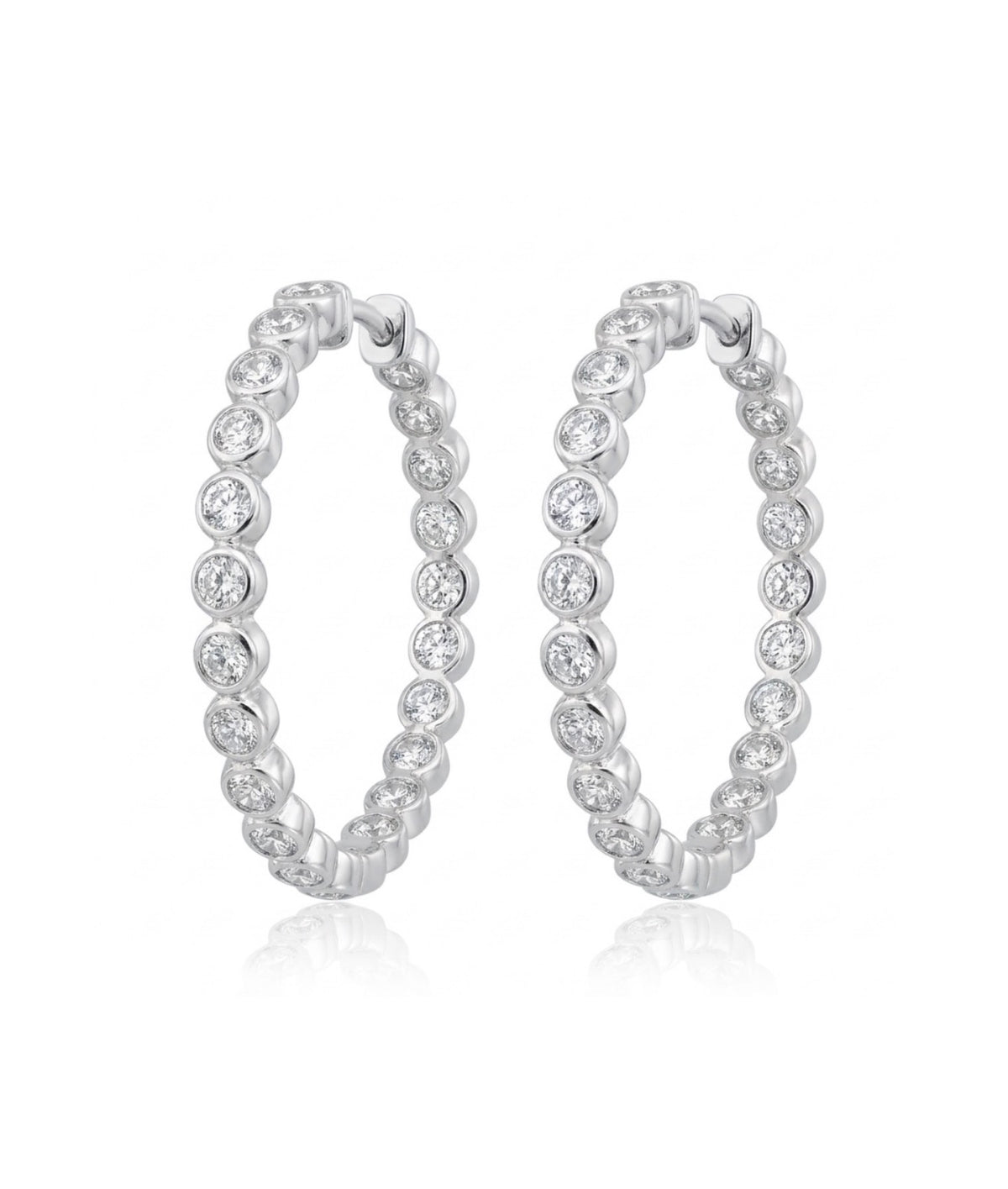 Sterling Silver Bezel-set Cubic Zirconia Inside-out Hoop Earrings