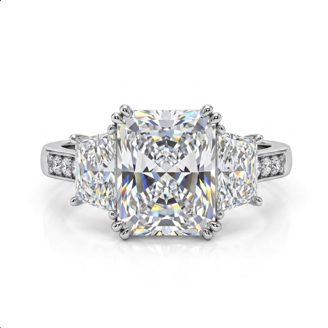 Sterling Silver  Emerald-cut Stone Ring