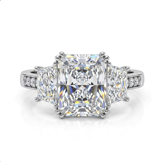 Sterling Silver  Emerald-cut Stone Ring
