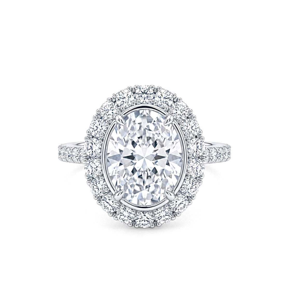 Sterling Silver Oval Cut Halo Ring