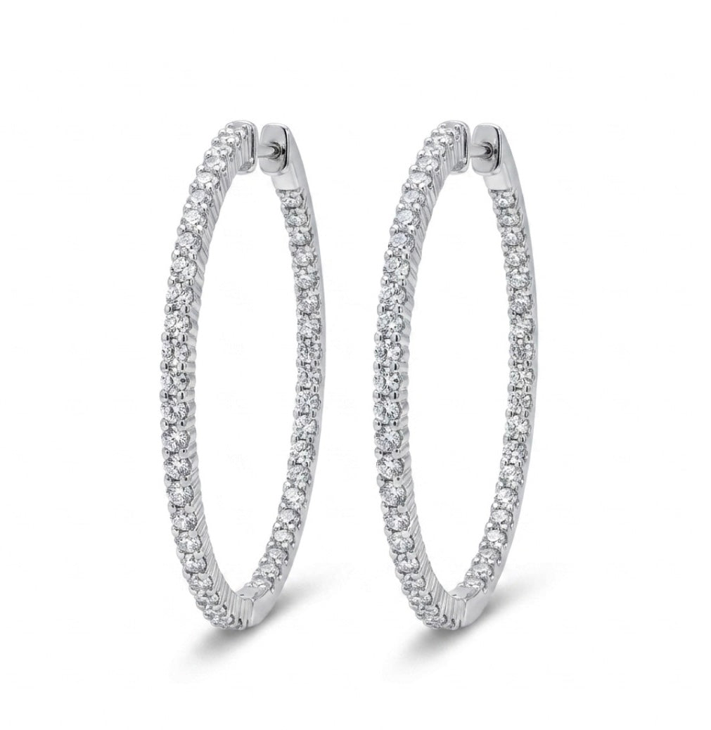 Inside-Out Round Shape 1.80-inch 3.00 ct. Hoop Earrings