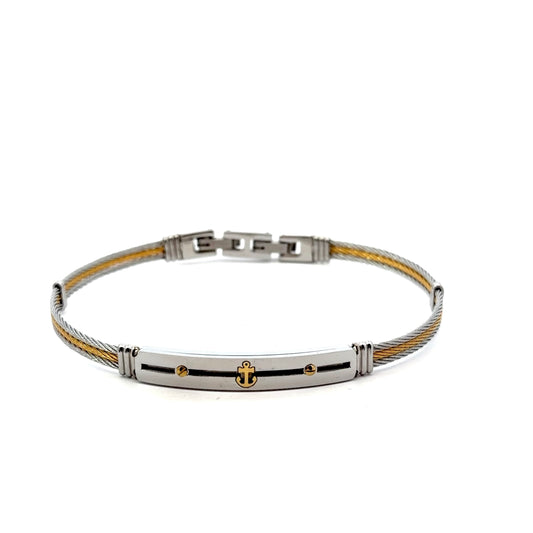Stainless Steel Cable Bracelet with Anchor