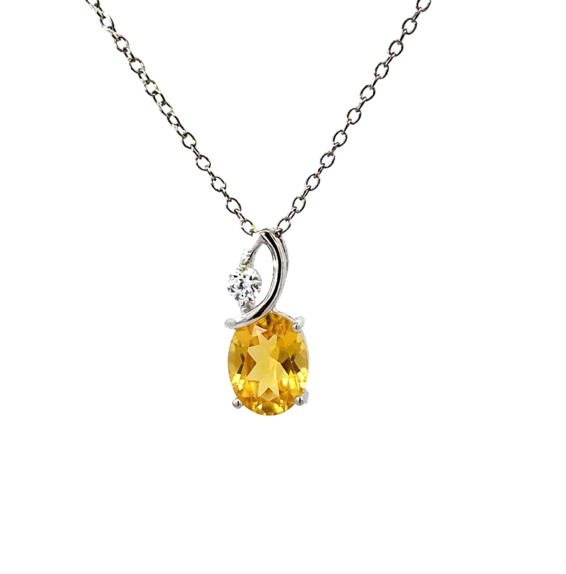 Sterling Silver Fancy Yellow Oval Cut Necklace