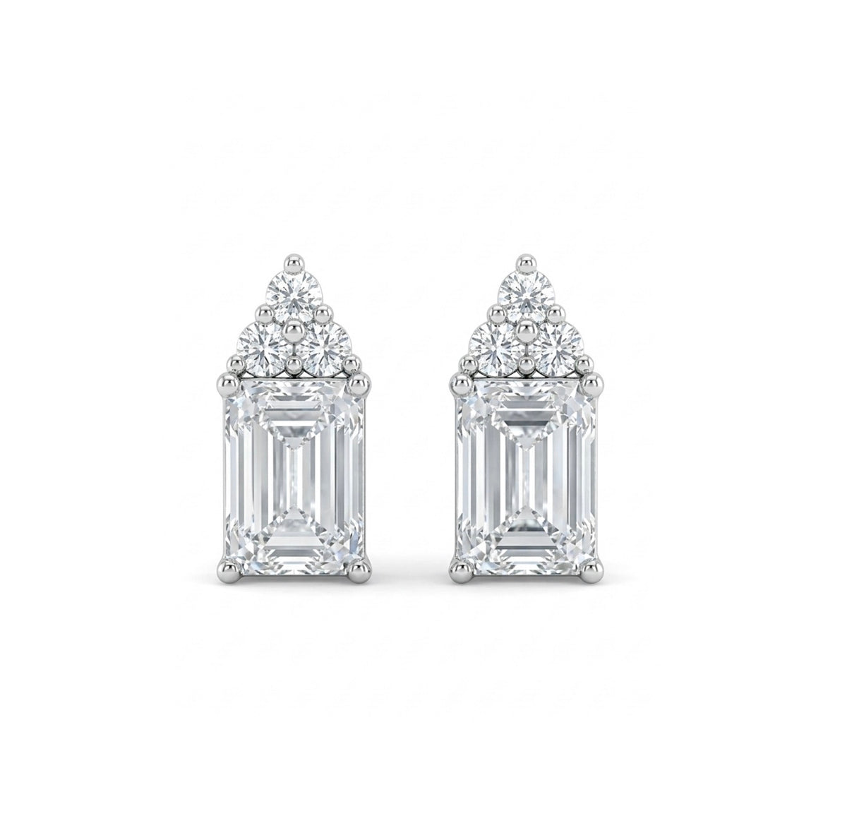 Sterling Silver Emerald cut Cubic Zirconia Earrings