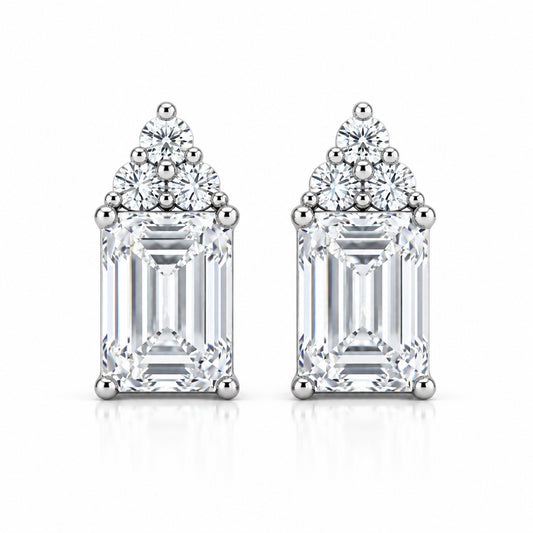 Sterling Silver Emerald cut Stud Earrings
