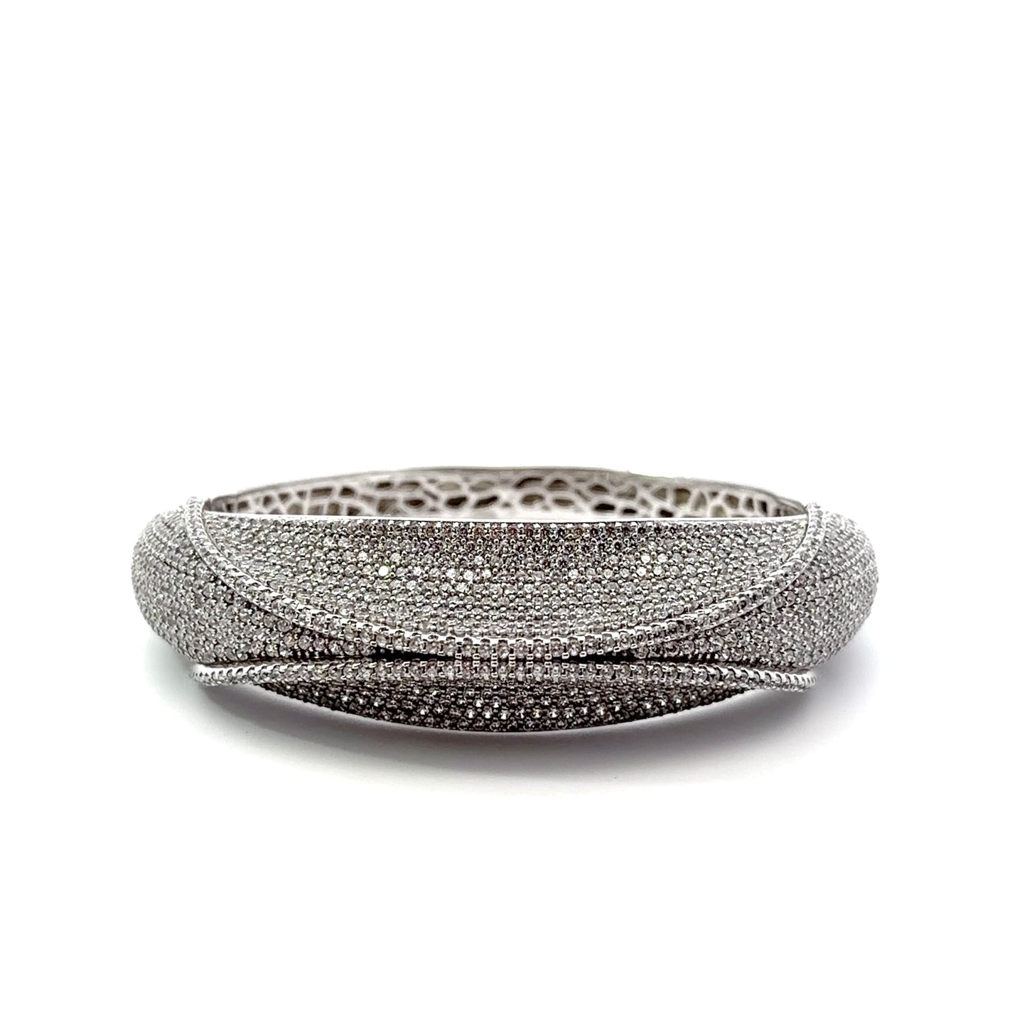 Sterling Silver Shimmering Cubic Zirconia Bangle Bracelet