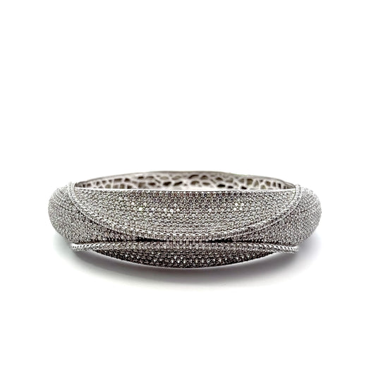 Sterling Silver Shimmering Cubic Zirconia Bangle Bracelet