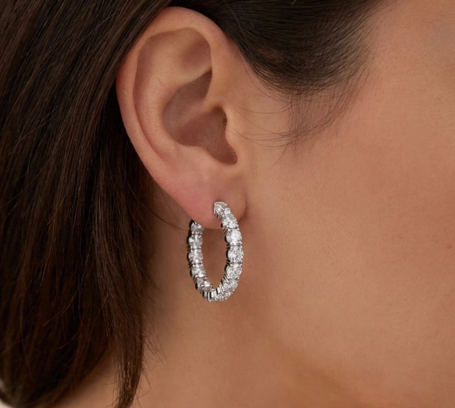 Inside-Out Round Shape 1.25-inch 11.20 ct. Hoop Earrings