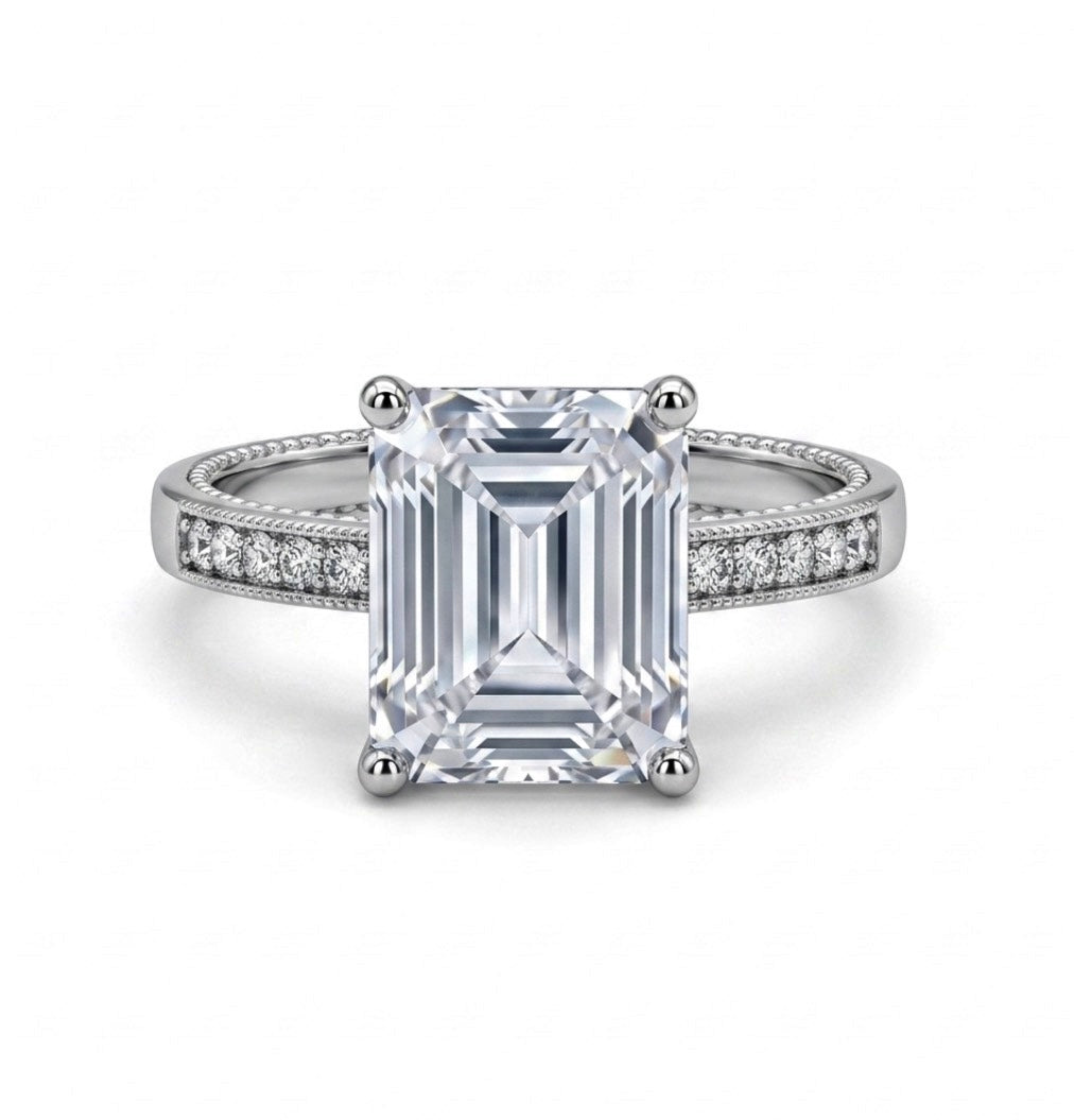 Sterling Silver Radiant Emerald Cut Ring