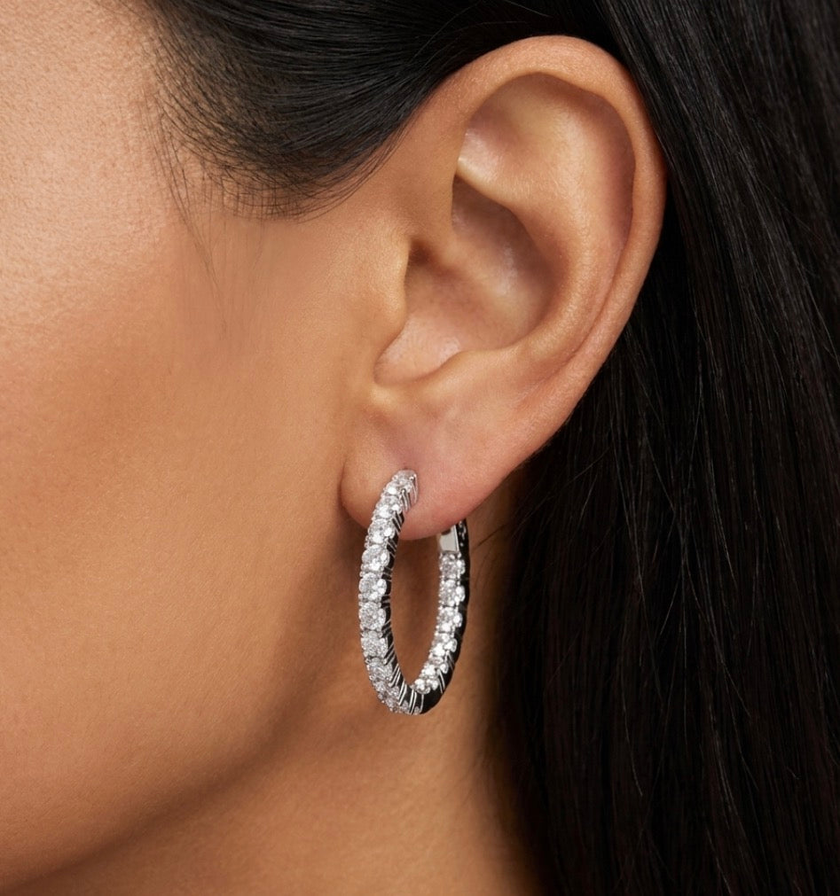 Inside-Out Oval Shape 0.95-inch 3.40 ct. Hoop Earrings