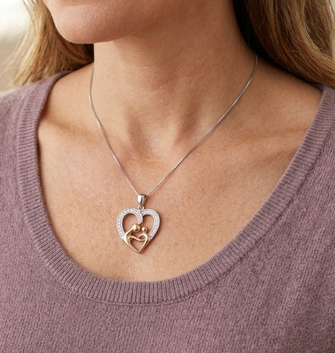 Mother and Child Cubic Zirconia Necklace