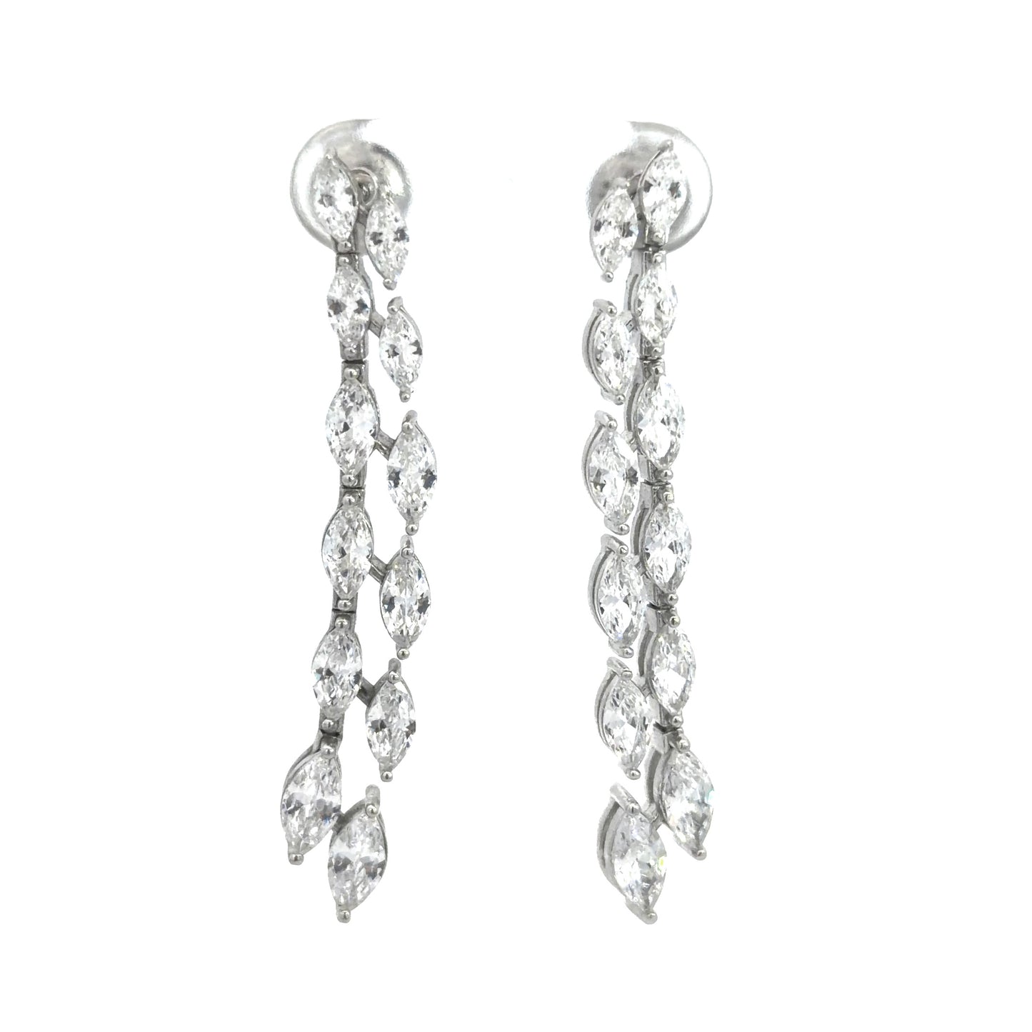 Double Row Marquise Cut Cubic Zirconia Drop Earrings