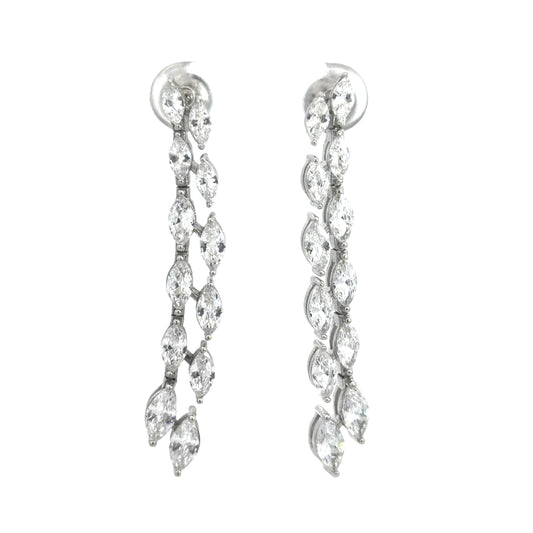 Double Row Marquise Cut Cubic Zirconia Drop Earrings