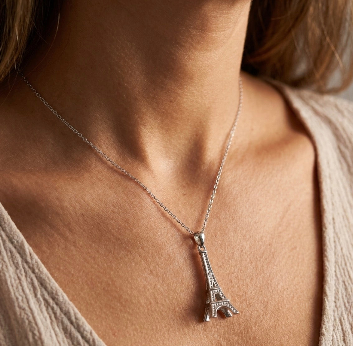 Sterling Silver Eiffel Tower Necklace