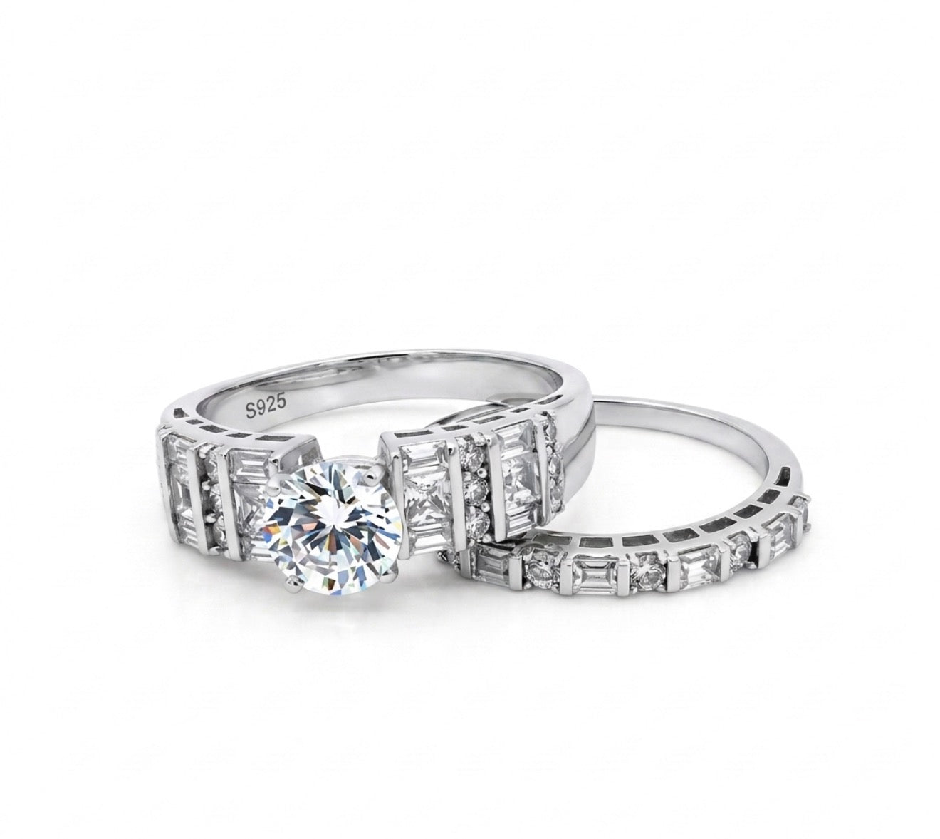 Sterling Silver Wedding Ring Set