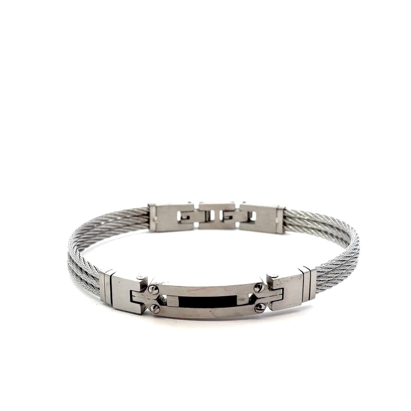 Stainless Steel Cable with Black Bracelet