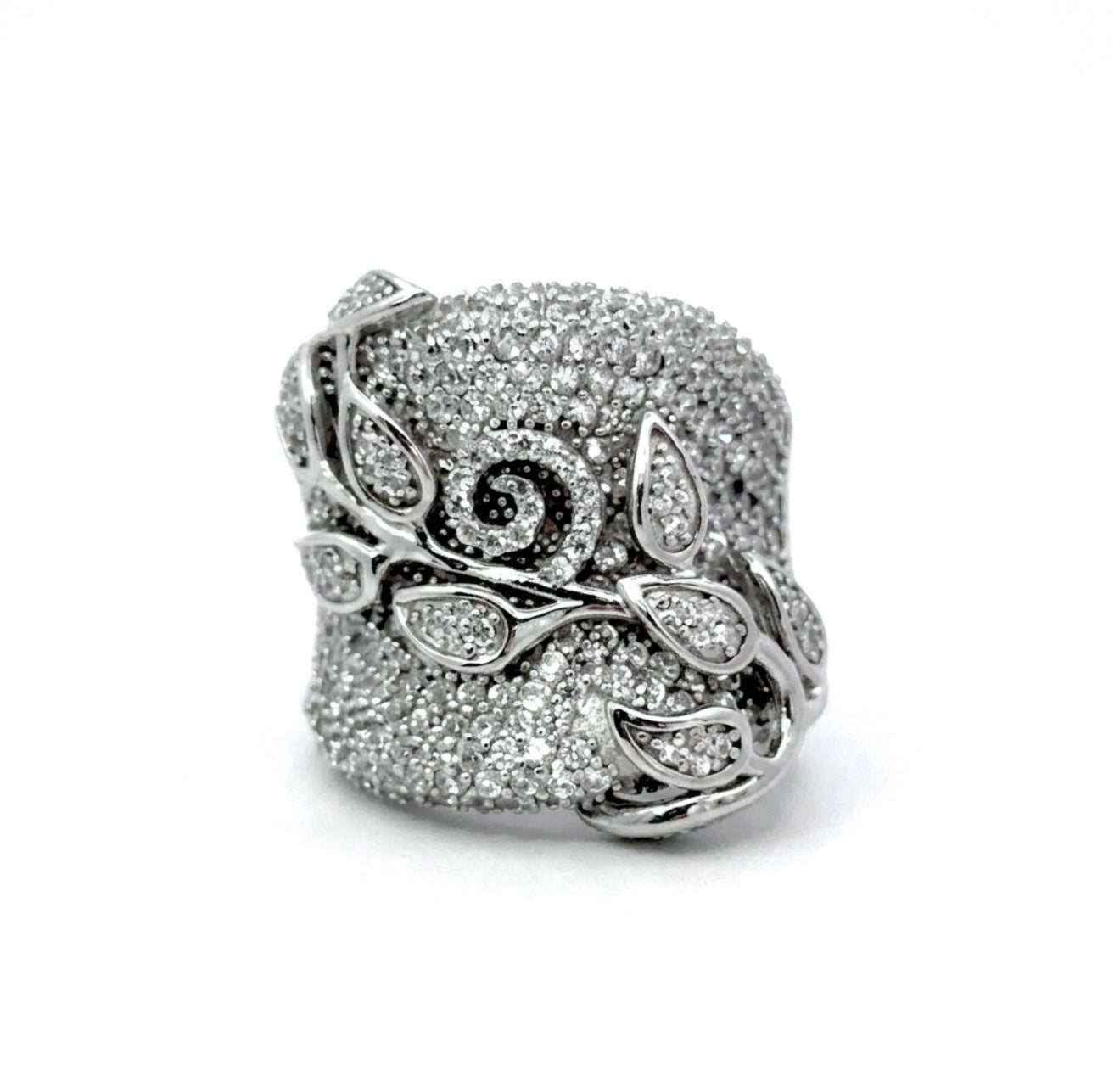 Sterling Silver Floral Design Cocktail Ring