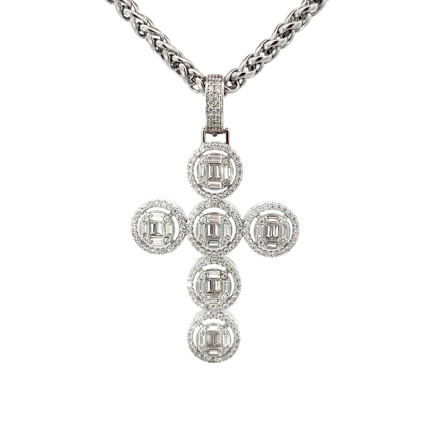 Sterling Silver Cross Halo Pendant