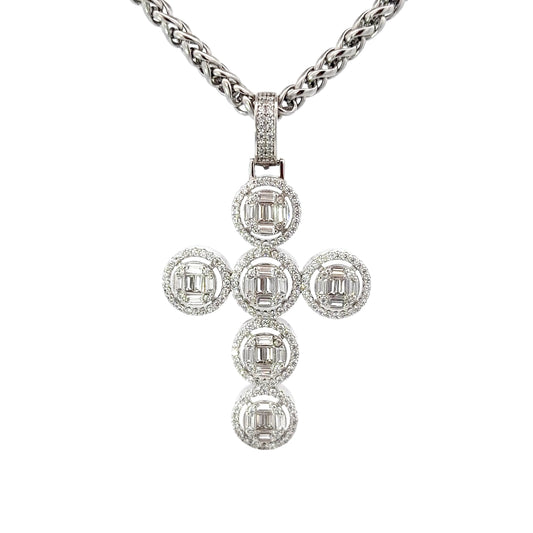 Sterling Silver Cross Halo Pendant