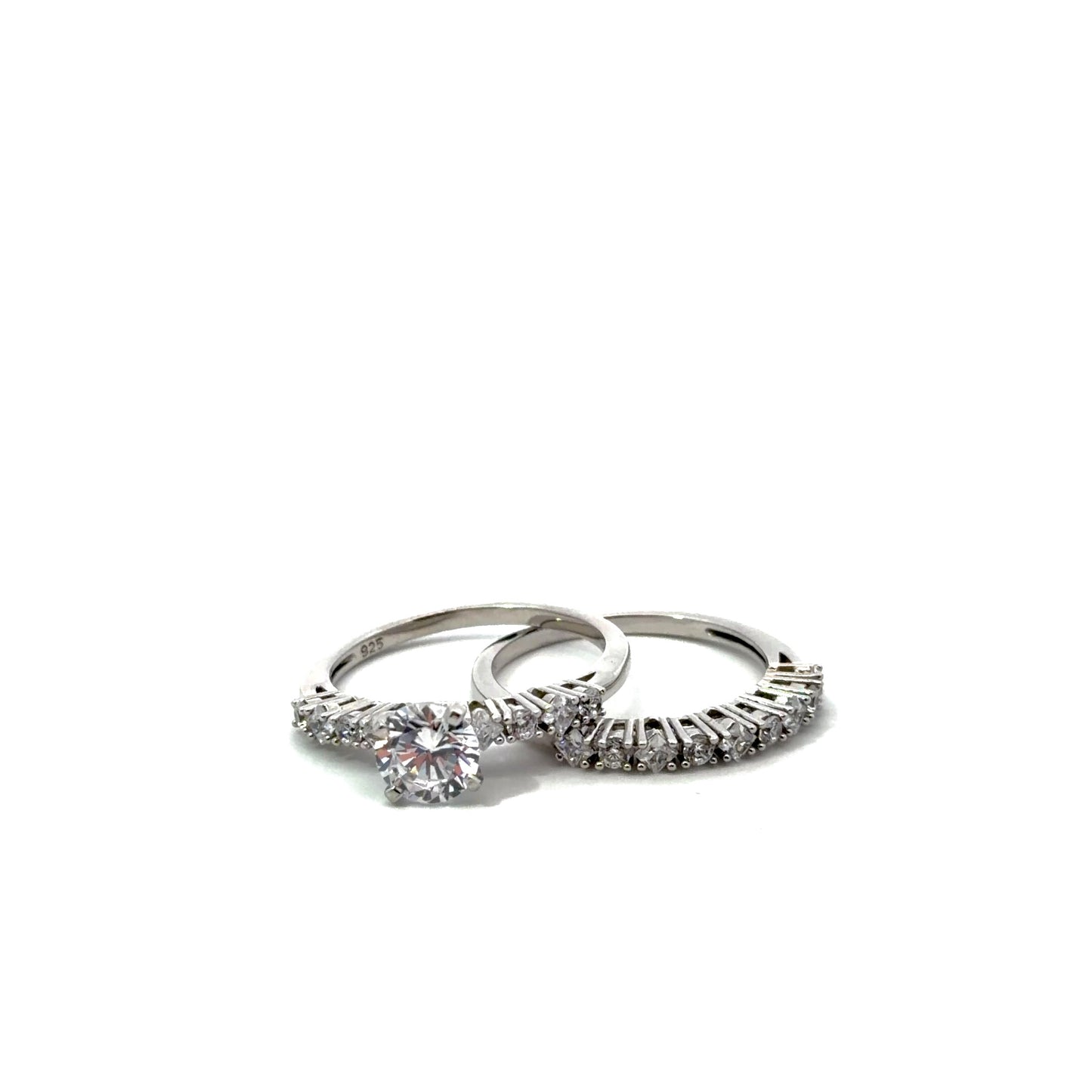 Sterling Silver SolitaireWedding Ring Set
