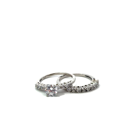 Sterling Silver SolitaireWedding Ring Set