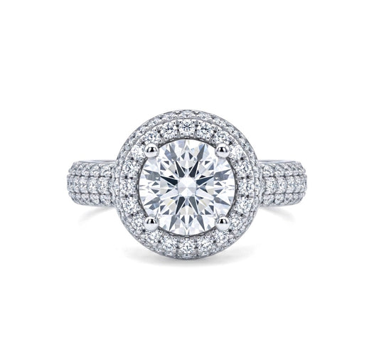 Sterling Silver Brillant-cut Halo Cubic Zirconia Ring