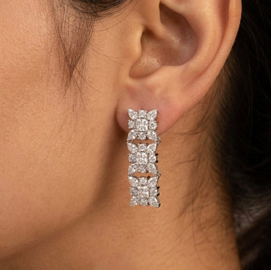Fancy Floral Design Drop Earrings